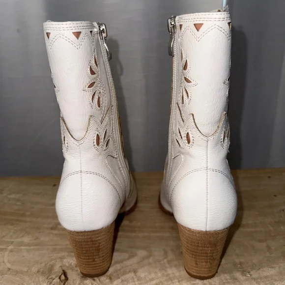 BEAST FASHION White Western Cowboy Boots Metal Toe Cap Festival | Size 5.5 - Picture 9 of 17